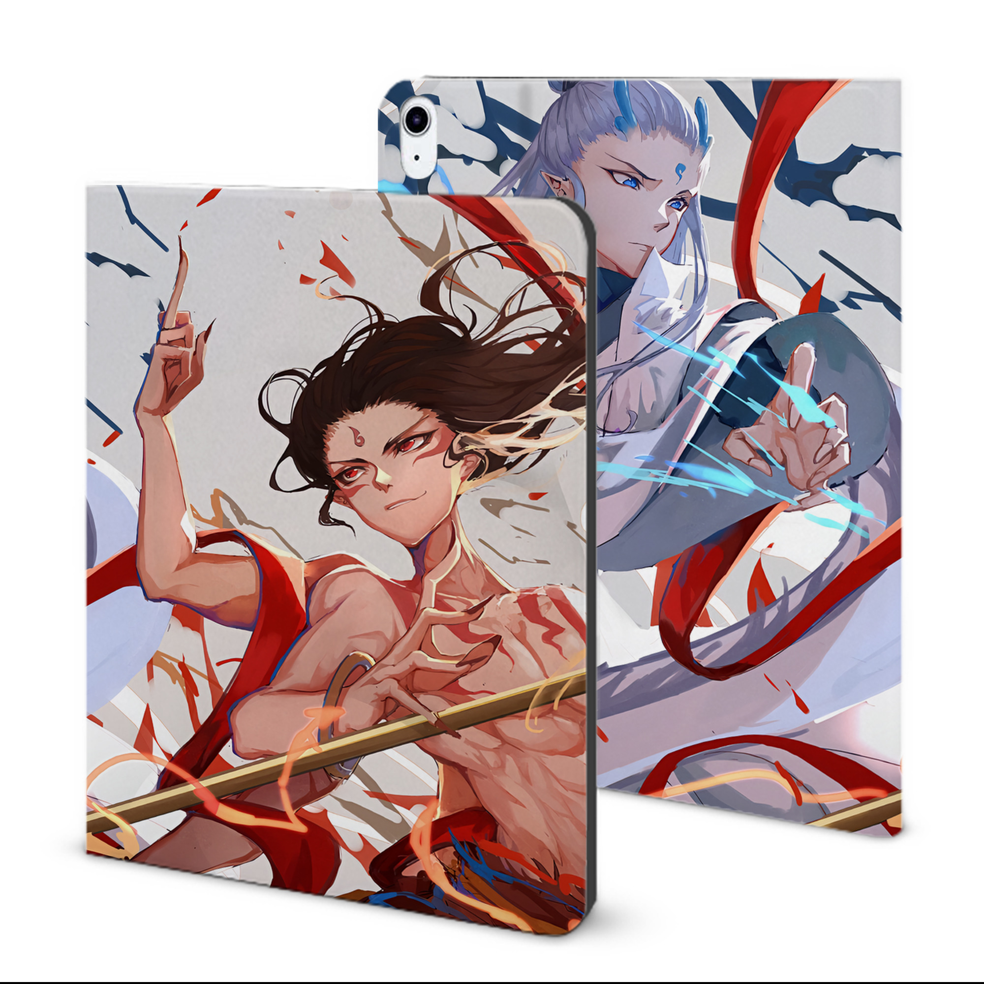 （画像用） Ne Zha 2 ナタ 魔童の大暴れ IPad ケース ブック型 PUレザー TPU 耐衝撃 軽量 薄型 ペン収納なし 全面保護 IPad 各モデル対応